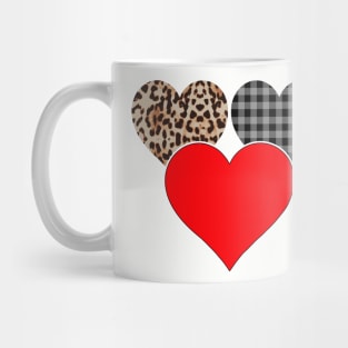 Women's Striped Plaid Printed Heart Valentine's Day Mug